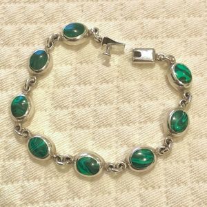 TAXCO Malachite Sterling Silver Linked Bracelet